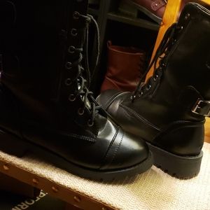 Black combat boots